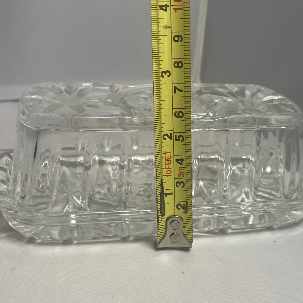 Anchor Hocking Butter Dish Star of David Covered With Lid Clear Glass Vintage